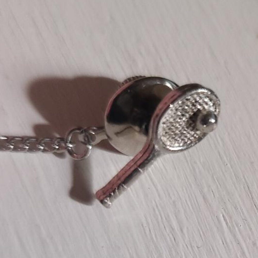 Tennis Racket & Ball Vintage Lapel Pin Tie Tack - Silver Player Coach Racquet Pi